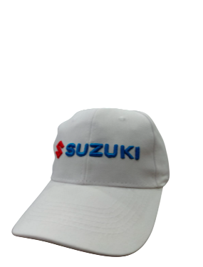 Suzuki 6 Panel Brushed Cotton Cap   White